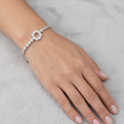 Floral 925 Sterling Silver Bracelet With Adjustable Length